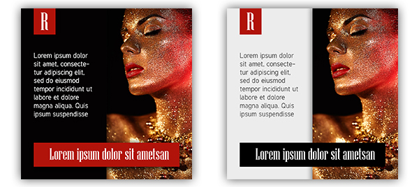 Шаблон для рекламы в Инстаграм с женщиной в золотом макияже.
