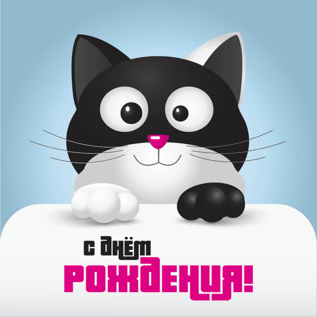 С днем рождения котик рисунок