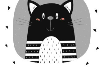 Прикольная открытка с черно-белым полосатым котом и надписью с добрым утром!