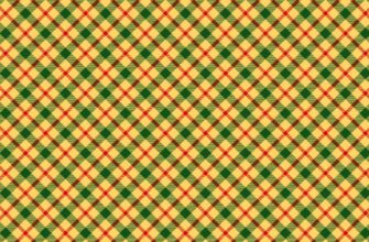 Текстура клетка - ткань с зелёными и красными линиями на жёлтом фоне.