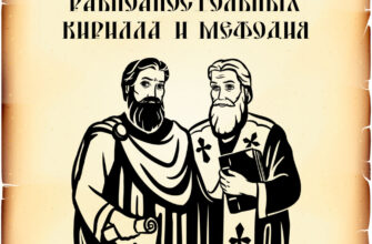 Картинка день Кирилла и Мефодия с рисунком двух мужчин.