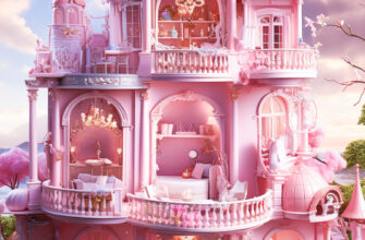 Розовые обои на телефон в стиле фильма 2023 Барби домик в Малибу.