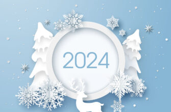 Новогодняя картинка о оленем и цифрой 2024.