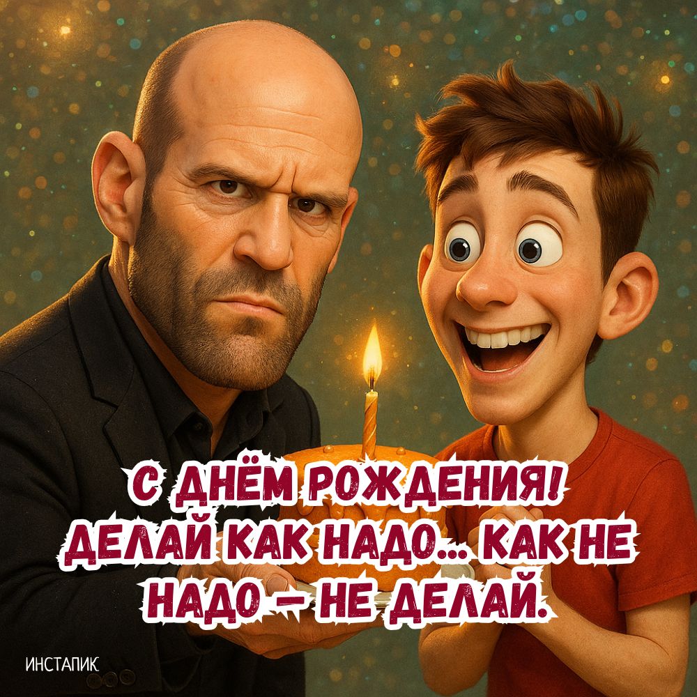 Картинка-мем для поздравления парней с днем рождения.