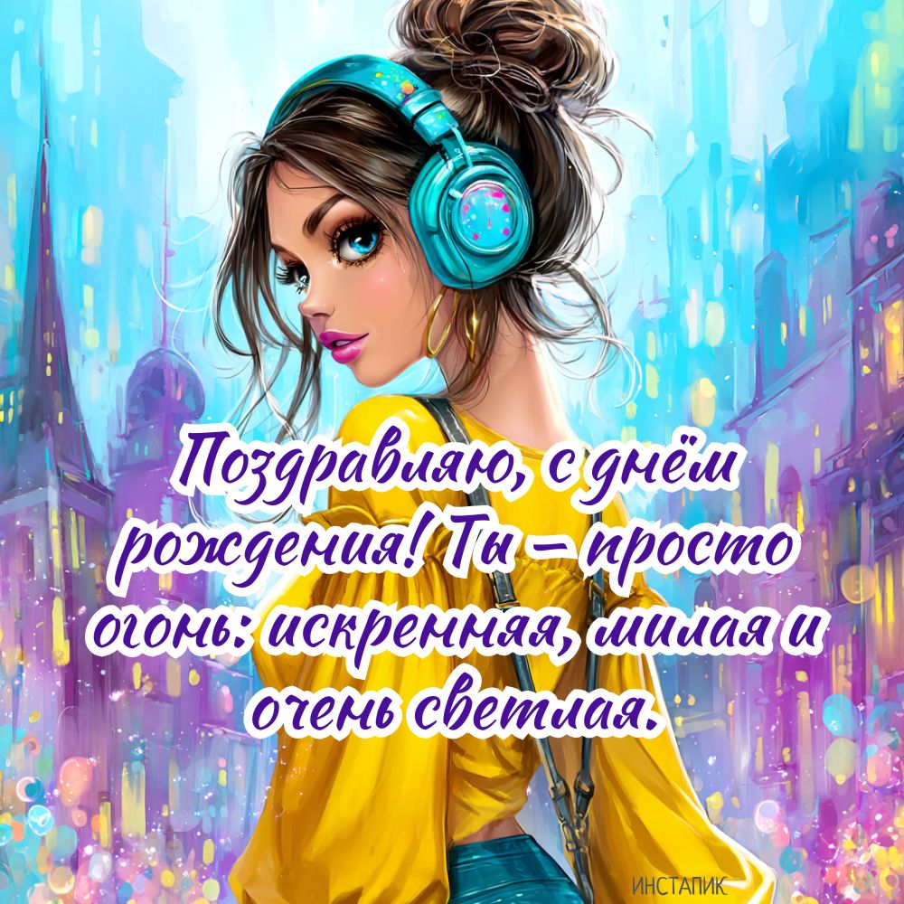 Картинка с комплиментом для девушки на день рождения.
