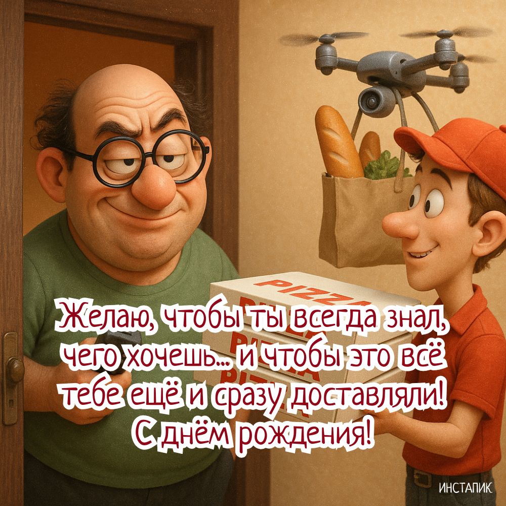 Картинка с прикольным пожеланием мужчине ко дню рождения.