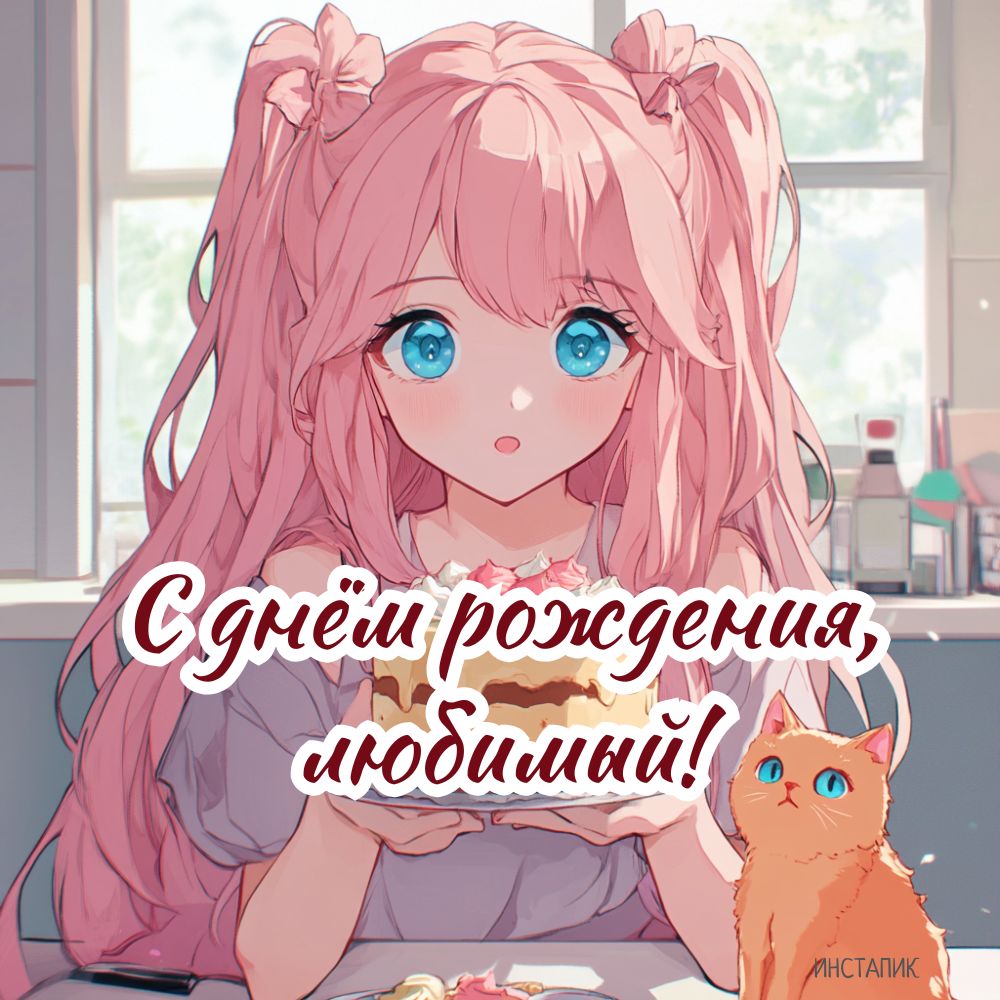 Открытка с девушкой на день рождения любимому молодому человеку.