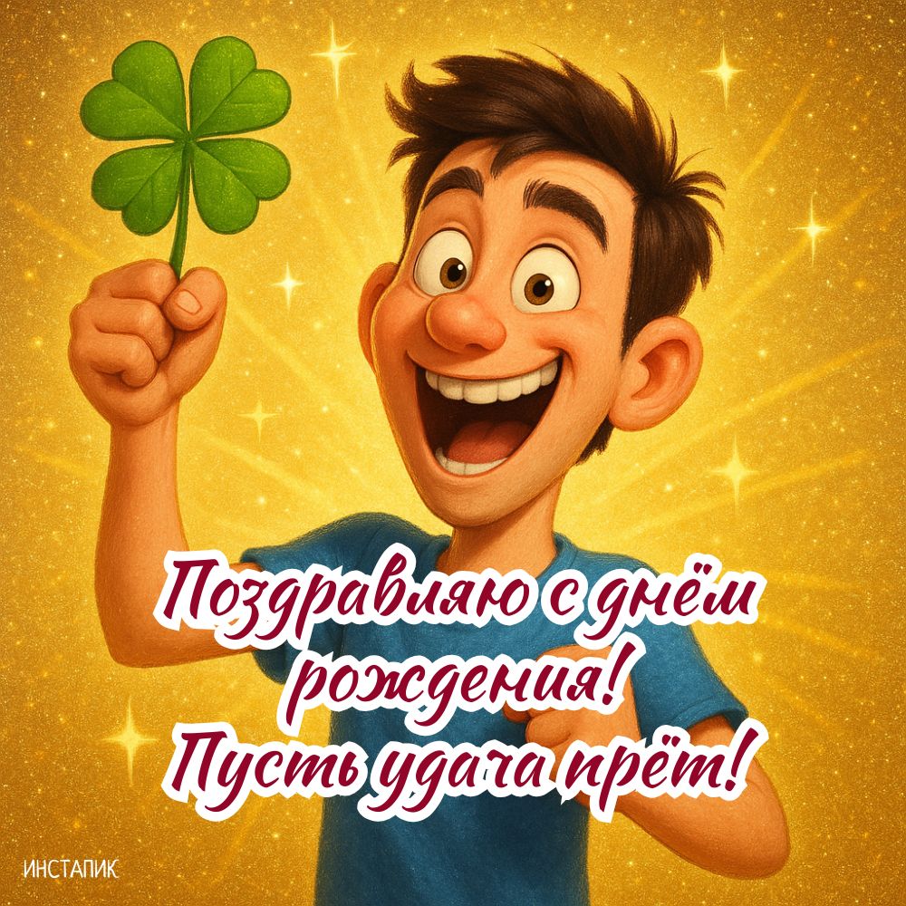 Позитивная открытка на день рождения парню.