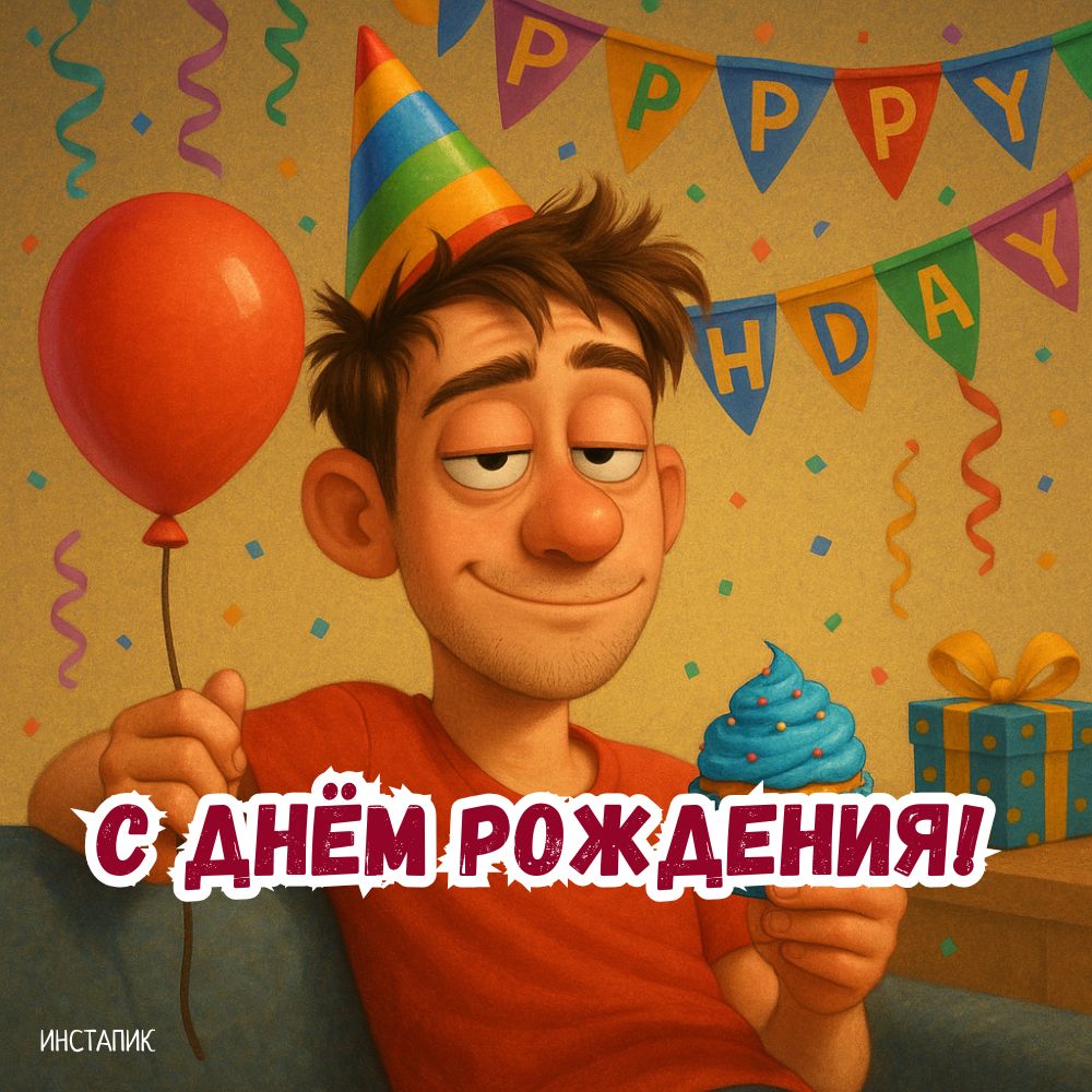 Прикольная открытка парню на день рождения.