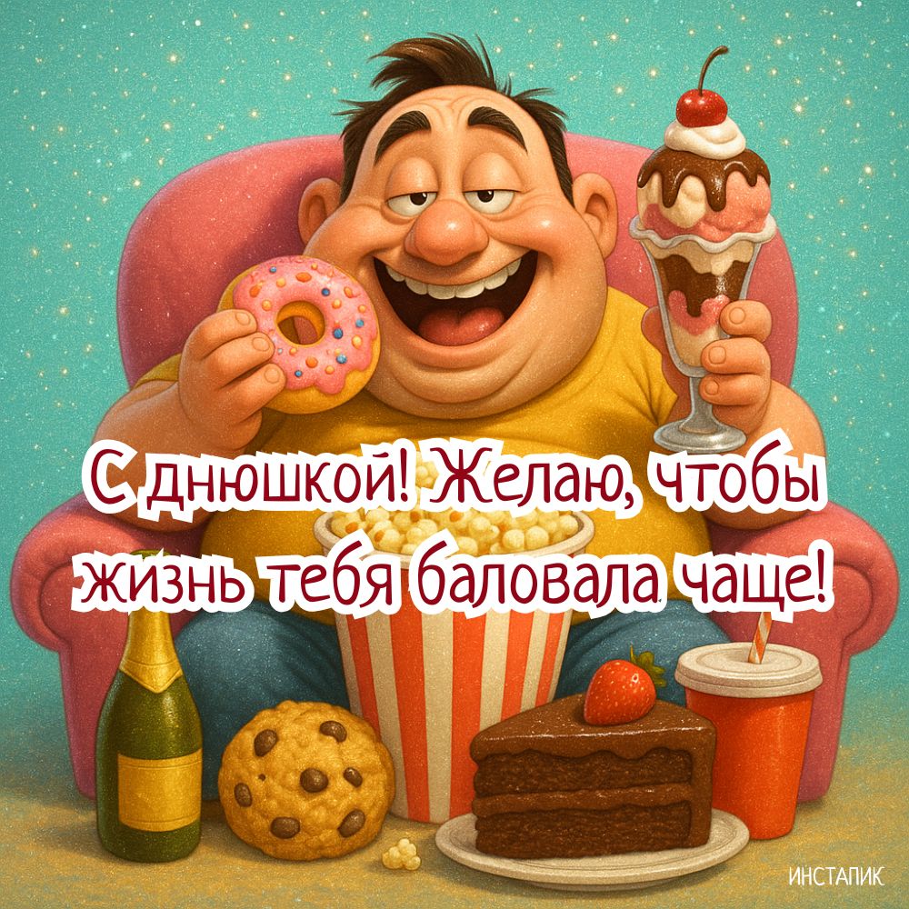 Прикольная открытка, поздравить мужчину с днюшкой.