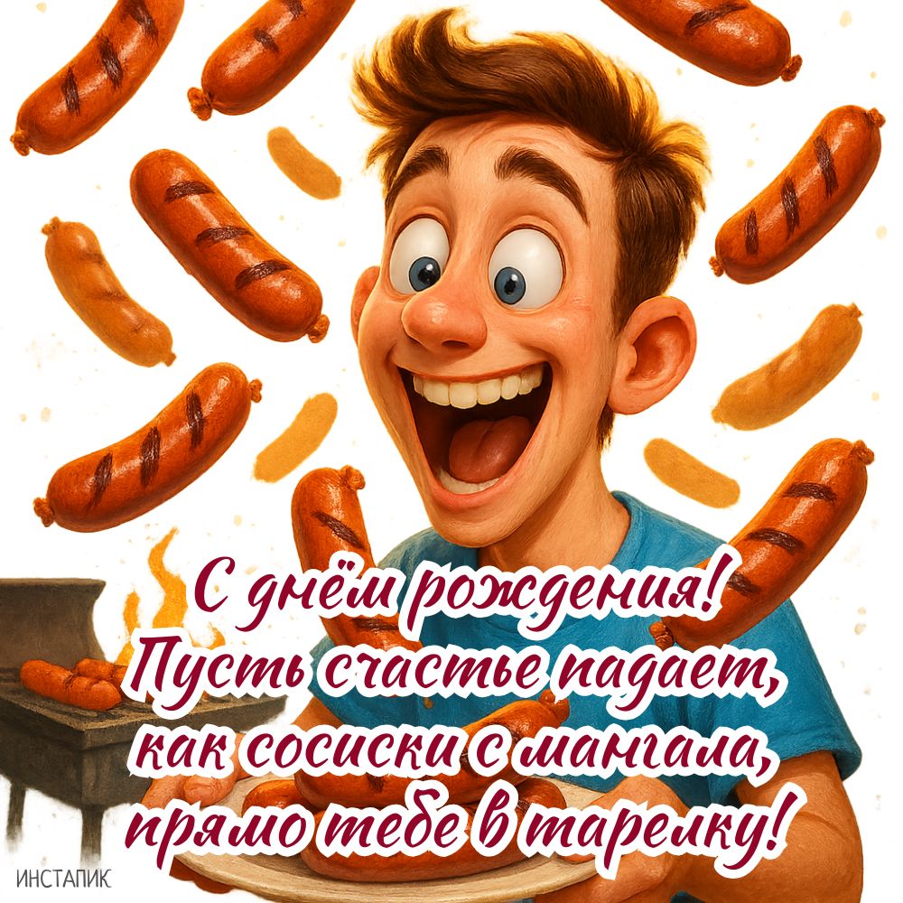 Шуточная открытка парню на день рождения.