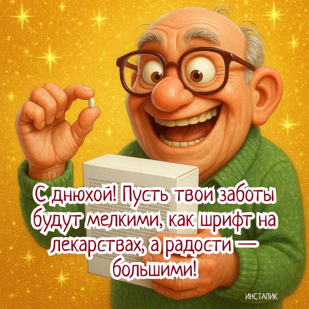 Смешная открытка для поздравления мужчин с днюхой.
