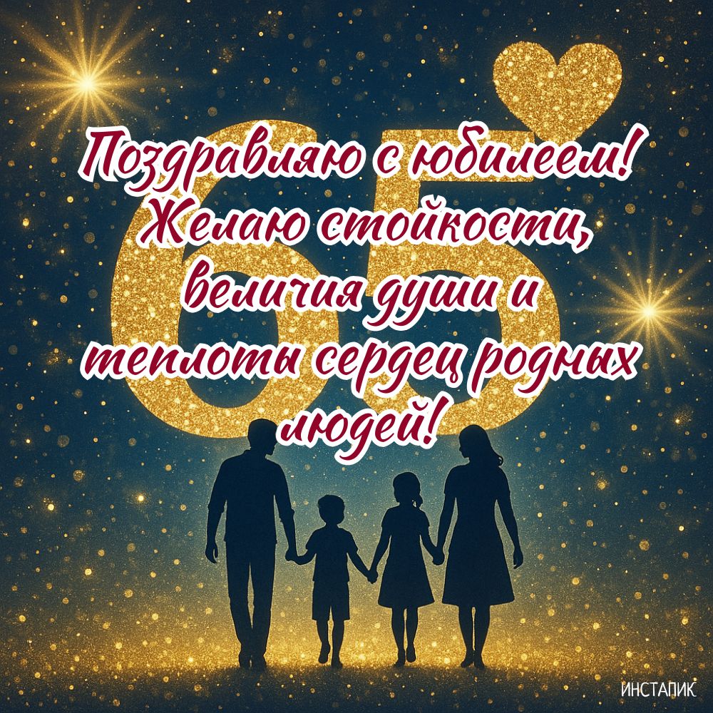 Юбилейная открытка с пожеланием мужчине на 65 лет.